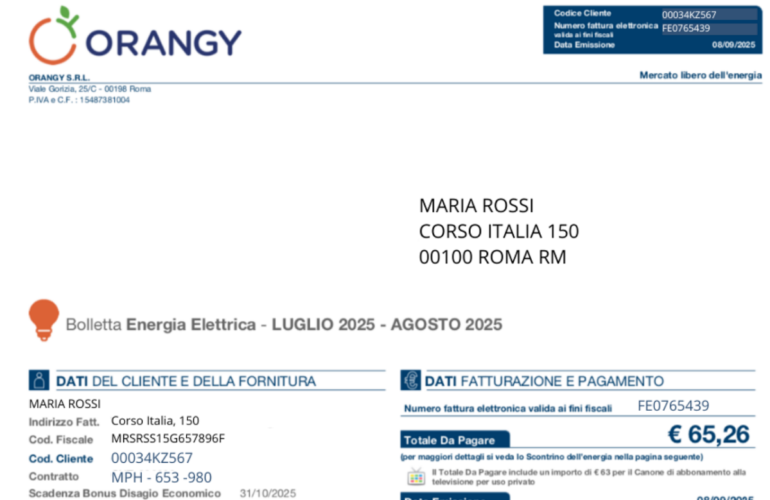 nuova bolletta Orangy