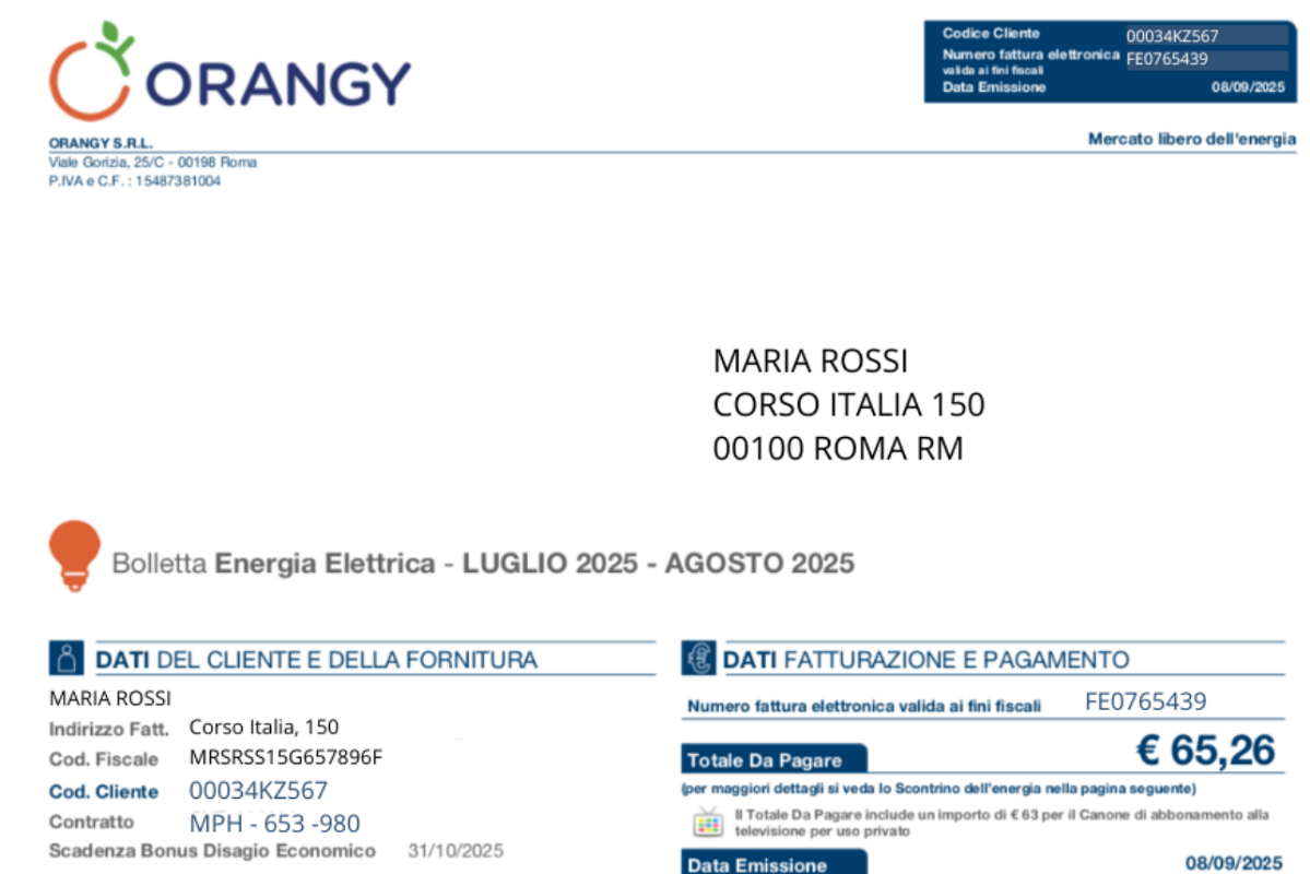 nuova bolletta Orangy